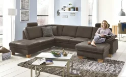meinSofa Wohnlandschaft  Kunstleder Samu | Moccabraun, links