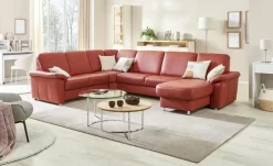 meinSofa Wohnlandschaft Leder Carolin | Rot, links