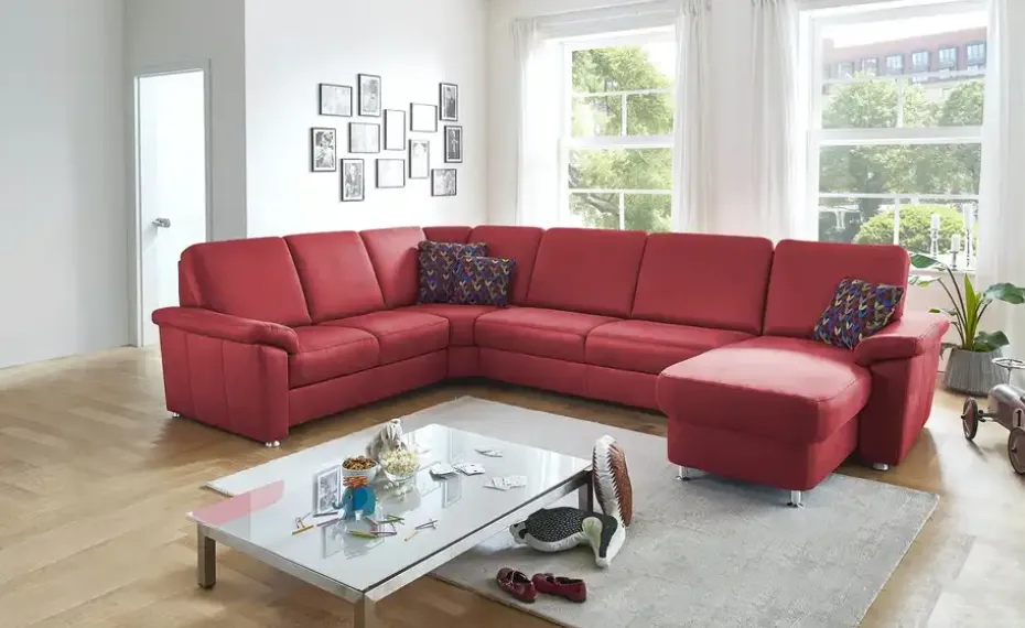 meinSofa Wohnlandschaft Mikrofaser Rita | Rot, links