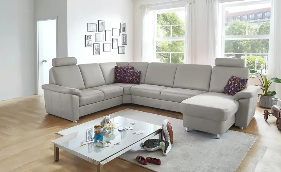 meinSofa Wohnlandschaft Mikrofaser Rita | Aluminiumgrau, links