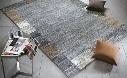 meinTeppich Kurzflorteppich Sofi Star | Grau, Braun, 65x130 cm