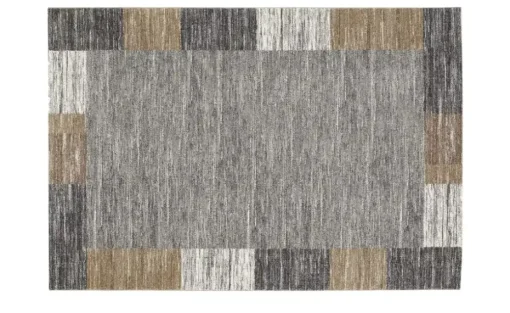 meinTeppich Kurzflorteppich Sofi Star | Grau, Braun, 65x130 cm