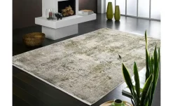 meinTeppich Kurzflorteppich Palermo | Grau, Grün, 67x130 cm