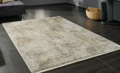 meinTeppich Kurzflorteppich Palermo | Beige, Goldfarben, 67x130 cm