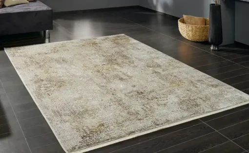 meinTeppich Kurzflorteppich Palermo | Beige, Goldfarben, 67x130 cm