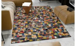 meinTeppich Lederteppich Labelstar | 120x180 cm, Blau