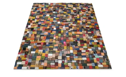 meinTeppich Lederteppich Labelstar | 120x180 cm, Blau