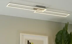 Meisterleuchten LED-Deckenleuchte, 2-flammig chrom mit Fernbedienung | edelstahlfarben, matt