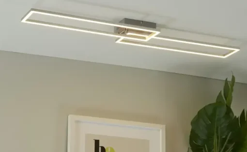 Meisterleuchten LED-Deckenleuchte, 2-flammig chrom mit Fernbedienung | edelstahlfarben, matt