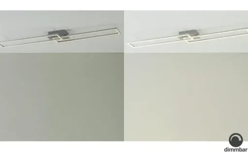 Meisterleuchten LED-Deckenleuchte, 2-flammig chrom mit Fernbedienung | edelstahlfarben, matt