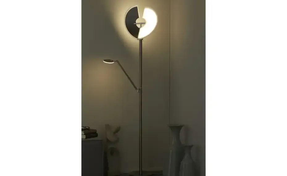 Meisterleuchten LED-Deckenfluter, 3-flammig, Nickel-matt/ chrom | ohne Drahtgeflecht