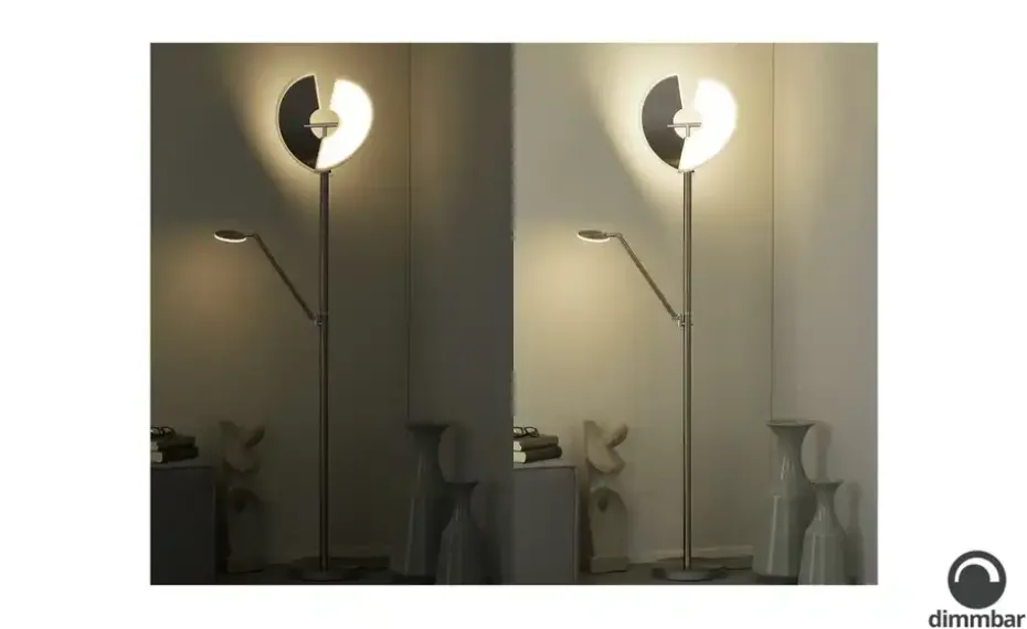 Meisterleuchten LED-Deckenfluter, 3-flammig, Nickel-matt/ chrom | ohne Drahtgeflecht