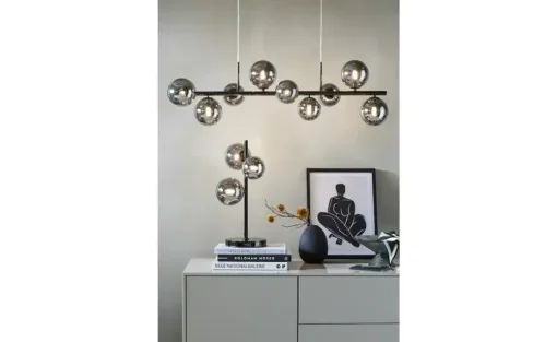 Meisterleuchten Tischleuchte, 3-flammig, schwarzchrom