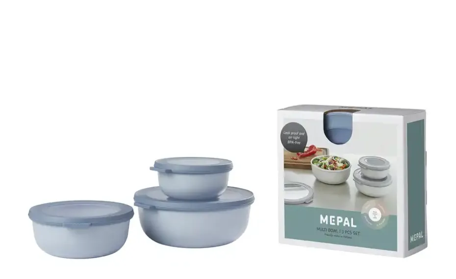 Mepal Multischüssel-Set Cirqula | Blau, Je 1 Schüssel 0,35l, 0,75l und 1,25l