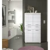 Midischrank SCHLOONSEE, Breite 74cm, 4 Türen, 1 Schubkasten, 4 Fächer, MDF-Front, in verschiedenen Farben erhältlich, Badmöbel, Badschrank, Schrank, Bad Schloonsee | Weiß, hochglanz