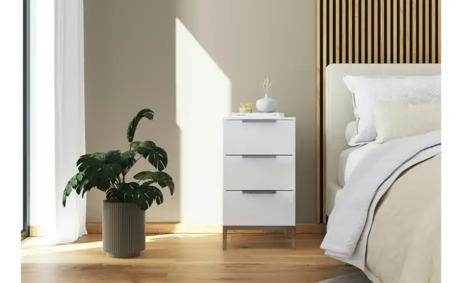 Nachttisch Flipp | verchromt, Weiß | Möbel Höffner