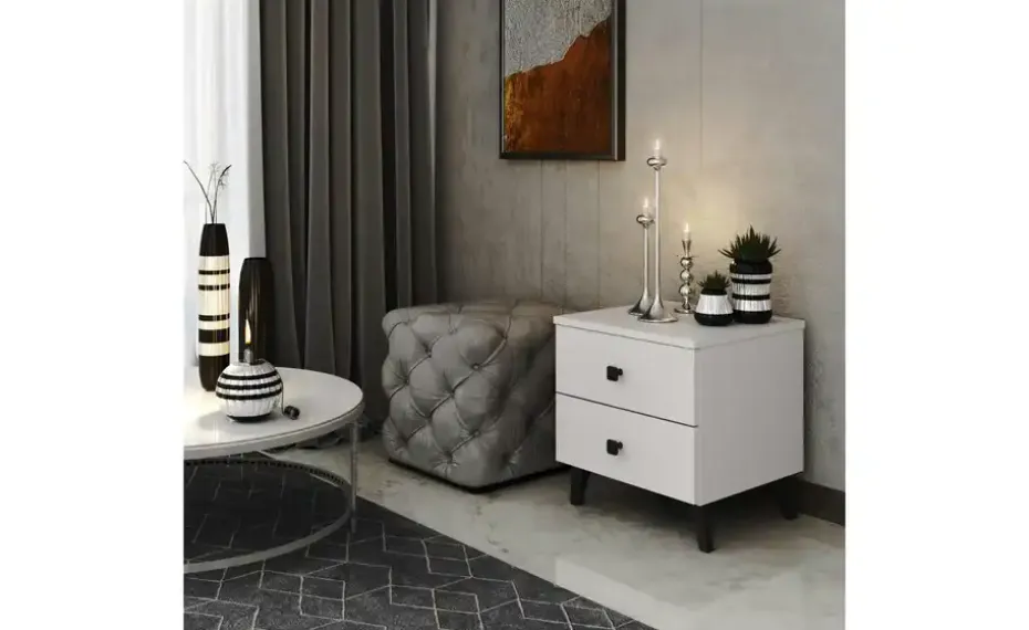Nachttisch mit 2 Schubladen Luna | Weiß | Möbel Höffner