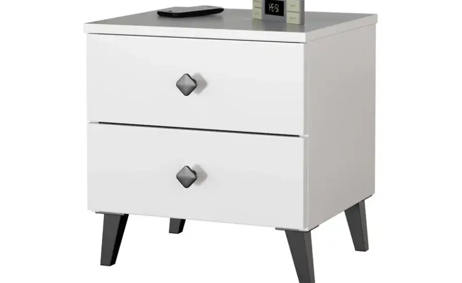 Nachttisch mit 2 Schubladen Luna | Weiß | Möbel Höffner