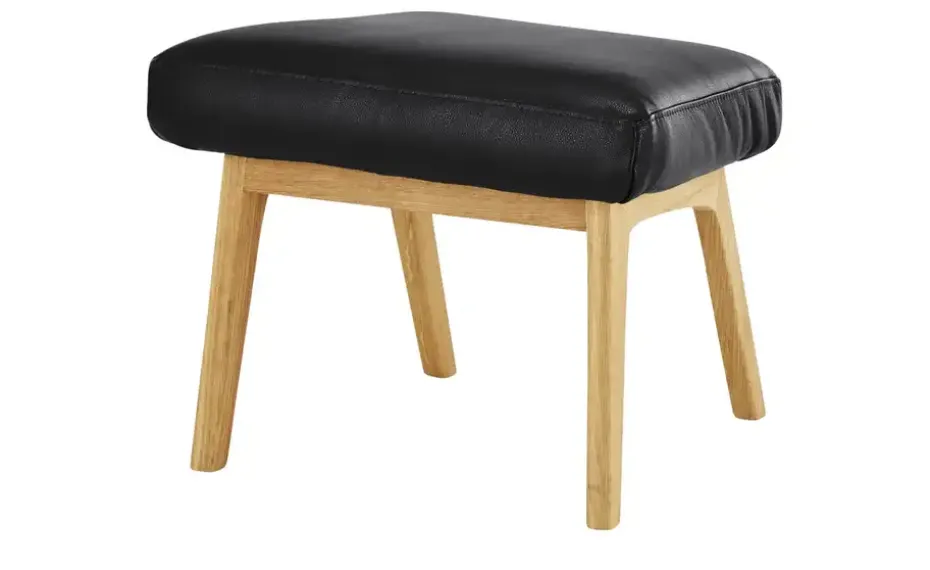 Nils Olsen Hocker mit Echtlederbezug Torgen | Schwarz