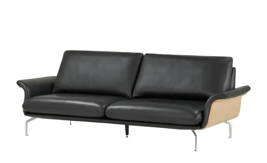 Nils Olsen Ledersofa aus Echtleder Alva | 3, Schwarz