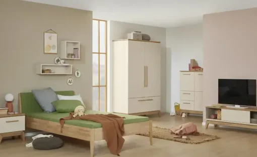 PAIDI Jugendbett Stiene | Dunkelgrün, Eiche, 90x200 cm