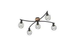 Paul Neuhaus Deckenleuchte, 5-flammig, Holz/Metall
