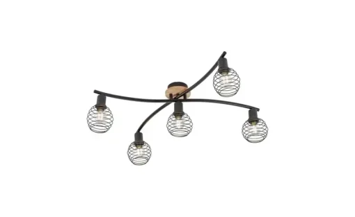 Paul Neuhaus Deckenleuchte, 5-flammig, Holz/Metall