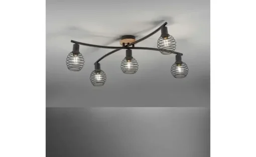 Paul Neuhaus Deckenleuchte, 5-flammig, Holz/Metall