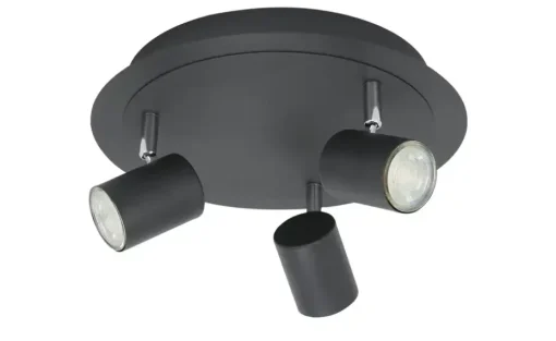 Paul Neuhaus Deckenstrahler,  3-flammig, schwarz `Rondell`