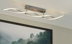 Paul Neuhaus LED-Deckenleuchte, 2-flammig, geschwungen, Nickel-matt