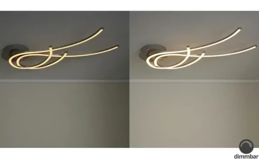 Paul Neuhaus LED-Deckenleuchte, 2-flammig, Nickel-matt, geschwungen