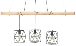 Paul Neuhaus Pendelleuchte, 3-flammig, Holz / Metall Schwarz