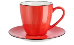Peill+Putzler Kaffeeuntertasse Genua | Rot, Weiß, Kaffeeuntertasse