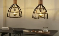 Pendelleuche, 2-flammig, schwarz/holzfarben | Höffner