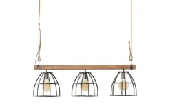 Pendelleuchte, 3-flammig, Metall / Holz schwarz