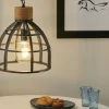 Pendelleuchte, 1-flammig, schwarz/holzfarben | Höffner
