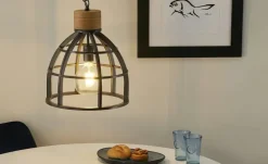 Pendelleuchte, 1-flammig, schwarz/holzfarben | Höffner