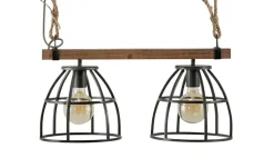 Pendelleuchte, 2-flammig, schwarz/holz | Möbel Höffner