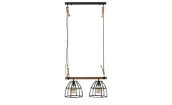 Pendelleuchte, 2-flammig, schwarz/holz | Möbel Höffner