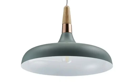 Pendelleuchte, 1-flammig, softgrün / kupferfarben