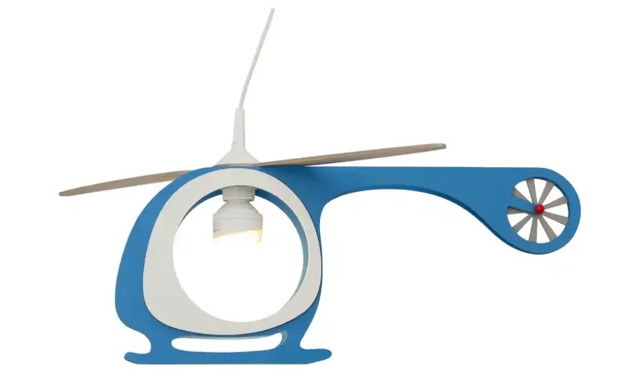Pendelleuchte Hubschrauber Holz blau, weiß | Höffner