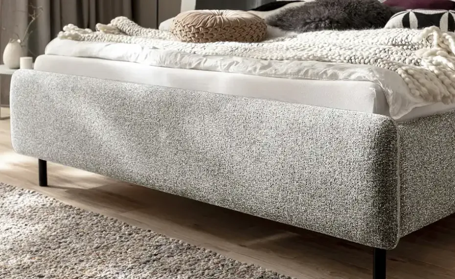 Polsterbett in meliertem Webstoff Primo | Beige, 160 cm