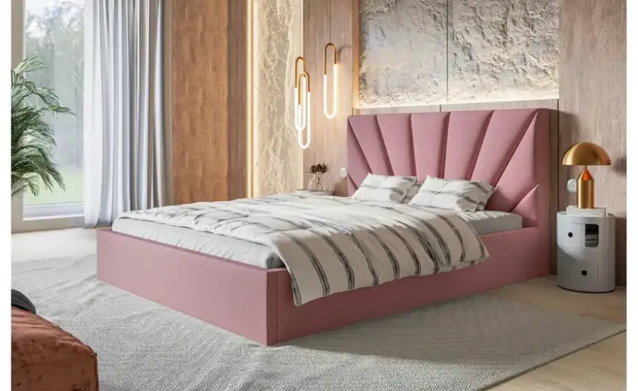 Polsterbett mit Stauraum Sleaford | 140x200 cm, Rosa