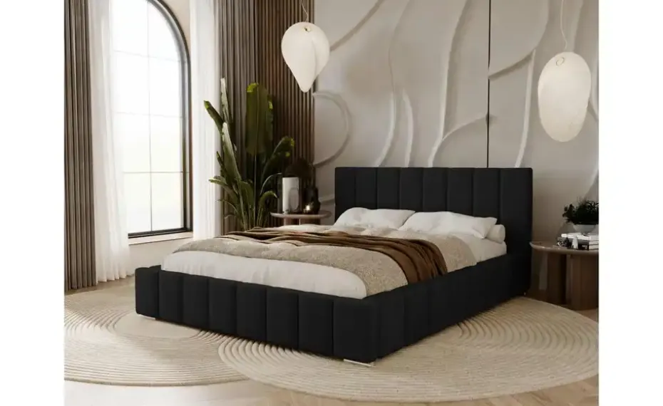 Polsterbett mit Stauraum Ayr | 120x200 cm, Schwarz