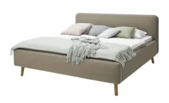 Polsterbettgestell Mattis | Taupe, Webstoff fein