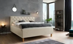 Polsterbettgestell mit Bettkasten San Remo | Beige, 160 cm