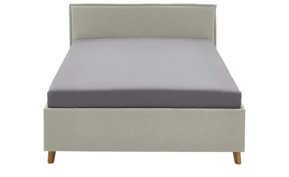 Polsterbettgestell mit trendiger Kederumrahmung Fun | Beige, Ohne Rückenteil