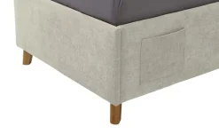 Polsterbettgestell mit trendiger Kederumrahmung Fun | Beige, Ohne Rückenteil
