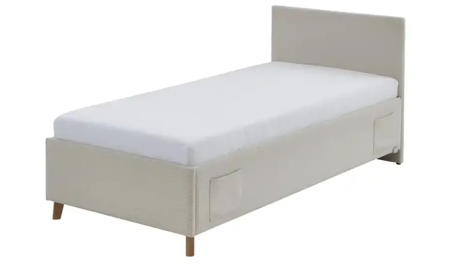 Polsterbettgestell mit USB-Anschluss Cool | Beige, Ohne Rückenteil