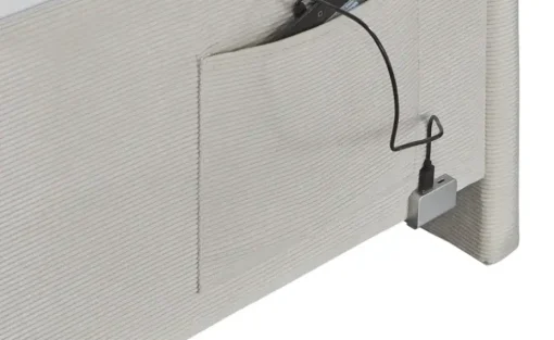 Polsterbettgestell mit USB-Anschluss Cool | Beige, Ohne Rückenteil